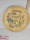 Set Of 2 Vintage Florida Souvenir Bamboo Bowl 12    And Tray Old New Stock  