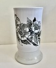 Rare Antique Staffordshire Brush Holder  Black Transfer  Rambling Rose Pattern