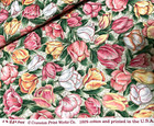 2 Yds Cranston Print Works Pink Yellow White Tulips Gold Metallic Outline New