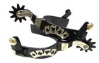 Poker Hand Black Steel Cowboy Spurs Wide Bands Adult Size New