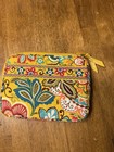 Vera Bradley Quilted Zippered Cotton Makeup Bag Yellow Multicolor