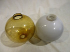 2-vintage Lighting Rod Glass Balls-opaque White   Amber