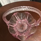 Vtg Fenton Pink Glass Basket Ruffled Twisted Handle