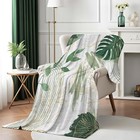 Sage Leaf Throw Blanket Mid-century And Gold Boho Flannel 50 wx60 l Green
