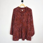 Logo By Lori Goldstein Tunic Shirt Long Sleeve Button Up 1x Peplum Blouse Woven