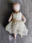 Vintage 4  Porcelain Doll Miniature Dollhouse Size Crochet Dress No Wig
