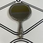 Vintage Hand Mirror Heavy Floral Repousse Silverplate Vanity Antique