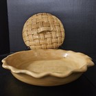 Vintage 1976 Bell Ceramics Pie Holder  Keeper Lattice Topped Lid   holds 8  Pie 