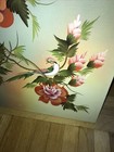 Vintage Oriental Canvas Painting Song-birds Floral Chinoiseries No Frame Signed