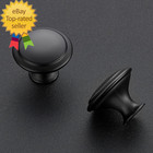 40 Pack Matte Black Kitchen Cabinet Knobs 1-1 4 Inch Round Drawer Pulls Flat Bla