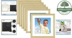 8x8 Square Picture Frames For 6x6 Photos In Gold - 6 Pack With Removable Mats
