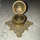 Antique Victorian Ornate Bronze Inkwell Art Nouveau Ink Pot 19th Century