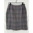 Sag Harbor Grey Plaid Fringed Wool Blend Wrap Skirt Red Accents Mens Size 12