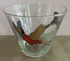 Vintage 1950   s Mcm Hazel Atlas Glass Ice Bucket W  Gold Trim