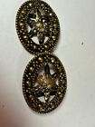 Vintage Belt Buckle Art Nouveau Brass Flower Oval Open Work Floral Metal