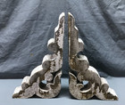 Antique Pair Wood Porch Brackets 9x15 Shabby White Vtg Chic Corbels Old 611-24b