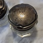 Vintage 1920 Pair Glass Vanity  Jars W Sterling Silver Lids  Approx  2 5 In Tall