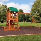 Wooden Swing Set Outdoor Backyard Cedar Wood Fort 8 Ft Slide Playground Kids