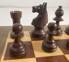 Vintage Chess Set Old French Hand Carved Wooden Pieces Inlaid Board 3 3 8  King