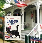 Black Cat Labor Day Garden Flag Patriotic Yard Decor