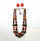 Vintage Rare 1950 Signed Art Arthur Pepper Lucite Beaded Necklace   Earrings Set