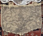 Set Of 3 Vintage Hand Crochet Filet Lace Panels Cat Swan Floral Cotton Free Ship