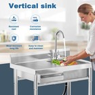 Stainless Steel Freestanding Single Bowl Laundry Sink With Workbench Drawers