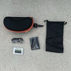 Hard Sunglasses glasses Case Black orange Zipper W  Clip lens Cleaner cloth Case