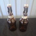 Vtg Grolsch Brown Glass Beer Bottles W Porcelain Flip Top Swing Cap Lot Of 2