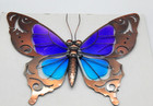 Vtg Stained Glass Butterfly Wall Art 3d Purple Blue Copper Sun Catcher 11x15 Nib