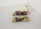 Victorian Brass Sash Window Latch Lock Fastener Catch Old Antique Ceramic Handle