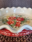 Pioneer Woman Pie Pan 9  Baking Dish Stoneware Floral Ruffle Top New