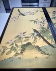 Pre Owned Pair Of Vintage Chinese Silk Paintings Birds Hong Kong Fair Condition