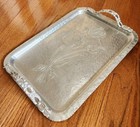 Vintage Rodney Kent Hammered Aluminum Serving Tray  408 Hand Wrought Tulip Bow