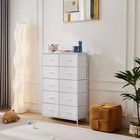 Drawer Dresser clothes Storage W  10 Fabric Bins   Wooden Top bedroom Furniture