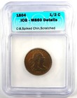 1804 Spiked Chin Draped Bust Half Cent 1 2c - Certified Icg Ms60 Details Unc Ms