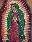 Vintage Mexican Folk Art Wood Retablo Guadalupe Painting Signed Salvador Horta