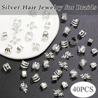 40pcs Silver Hair Jewelry For Braids Multi Style Hair Cuffs Metal Loc Dreadlock