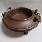 Antique Late 1800s Middle Eastern Brass   Hammered Copper Insert Tripod Brazier