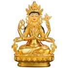 8  Handpainted Bronze gilt Golden Buddha Statue Chenrezig Four-armed Kwan-yin