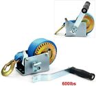 600lbs Heavy Duty Hand Winch Steel Cable Crank Strap For Atv Trailer Boat Truck