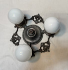 Vtg Ceiling Light Flush Cast Antique Riddle Fixture Art Deco Victorian Usa  m18
