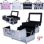 Pro Pvc aluminum Makeup Rolling Case Bag Lockable Cosmetic Wheeled Trolley Box