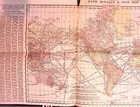 1904 Rand Mcnally World Map New Travel Chart   Distance Table Antique Steamship