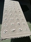 Antique Vintage Embroidered Floral Crocheted Lace Tablecloth Rectangle 74 x59 