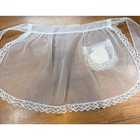 Vintage Sheer Organza Hostess Apron With Lace Trim And Handkerchief
