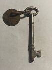 Vintage Antique Hotel Motel Room Key Brass Fob With Skeleton Key  50 1920 s-30 s