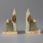 Vtg Onyx Cactus Bookends Hand Carved Stone Marble Mid Century Mexican Art Decor