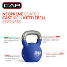 Cap  30lb Neoprene Coated Kettlebell  Comfort Grip  Exercise Variety  Blue New 