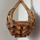 Vintage Mid Century Wood Block Planter Hanging Plant Basket Boho Chic Geometric 
